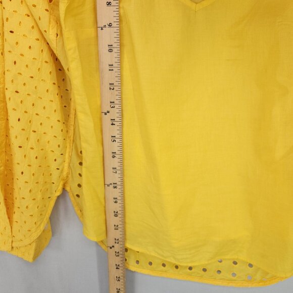 J.Crew Button Up Shirt And Tank Eyelet Womens Size 00 Yellow Cotton Boho Beach - Picture 12 of 16
